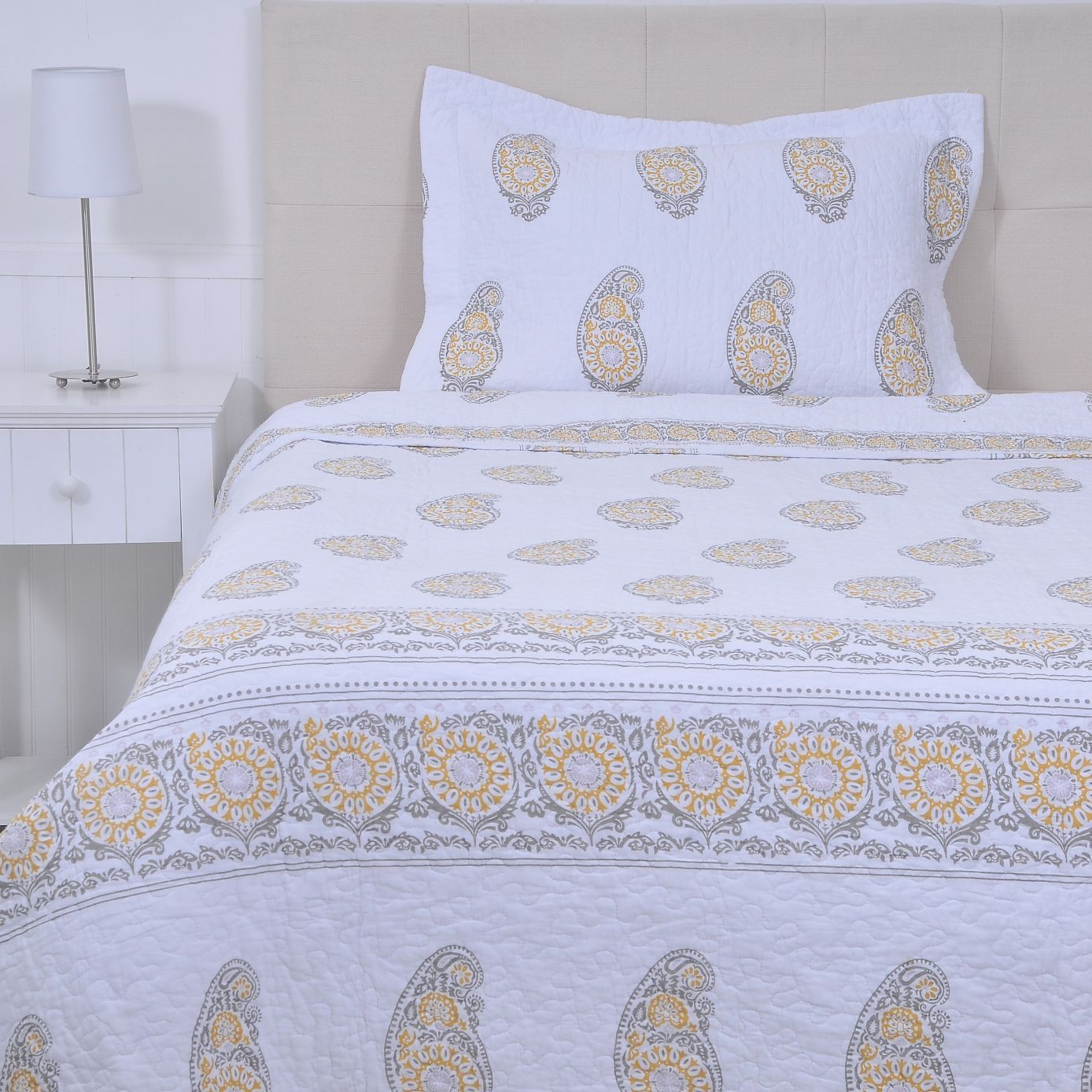 Cubrecama Quilt Estampado Paisley 1.5 Plazas