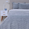 Cubrecama Quilt Velvet-Sherpa Estrellas 1.5 Plazas Gris