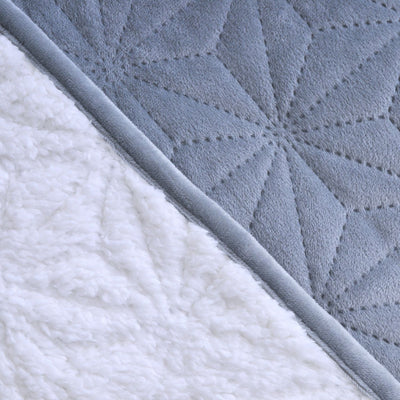 Cubrecama Quilt Velvet-Sherpa Estrellas 1.5 Plazas Gris