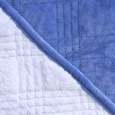 Cubrecama Quilt Velvet Cuadros 1.5 Plazas Azul