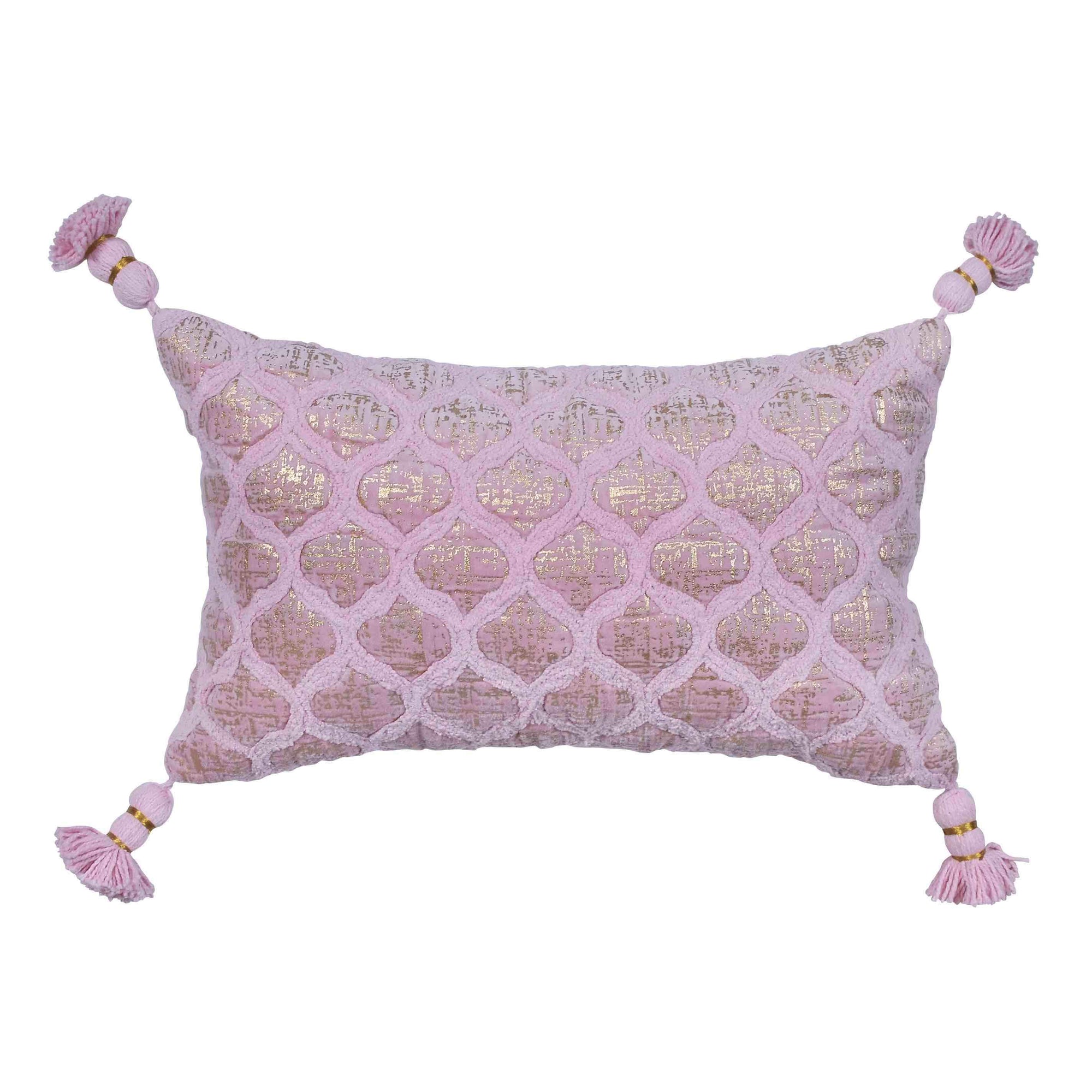 Cojín Importado Estampado Dorado Rosa