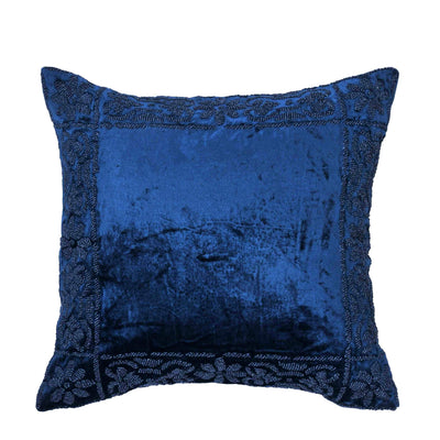 Cojín Importado Velvet Piedras Bordadas Petroleo